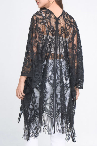 Elegant Lace Fringed Kimono