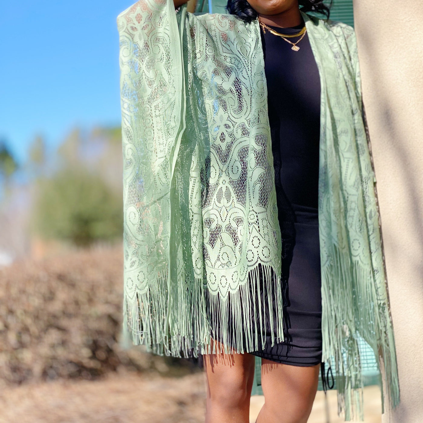 Elegant Lace Fringed Kimono