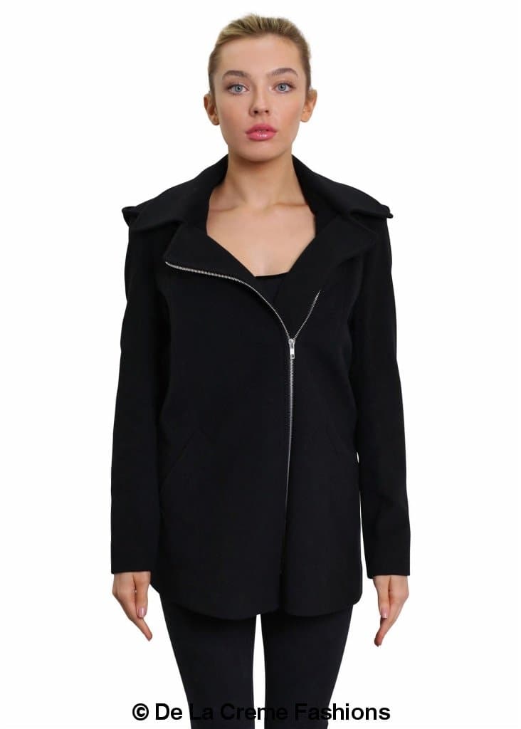 De La Creme Wool Blend Zip Up Hooded Coat