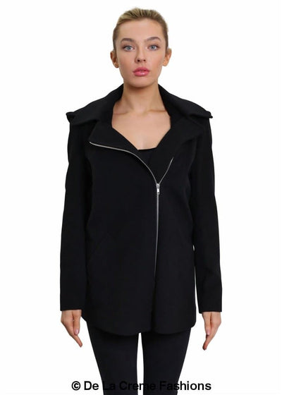 De La Creme Wool Blend Zip Up Hooded Coat