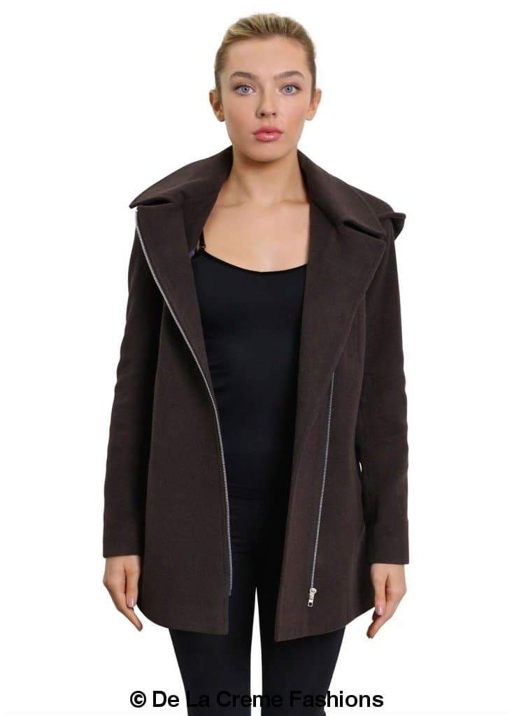 De La Creme Wool Blend Zip Up Hooded Coat