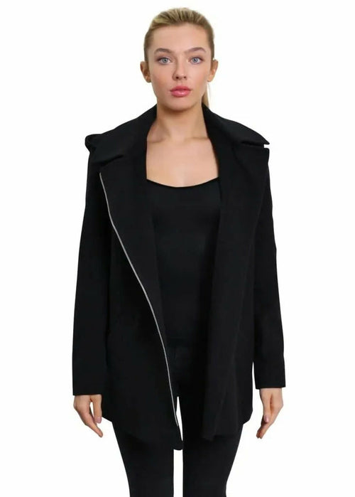 De La Creme Wool Blend Zip Up Hooded Coat