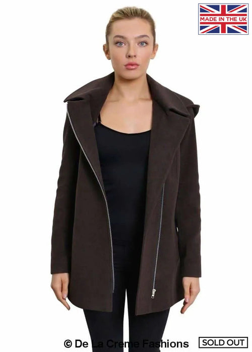 De La Creme Wool Blend Zip Up Hooded Coat