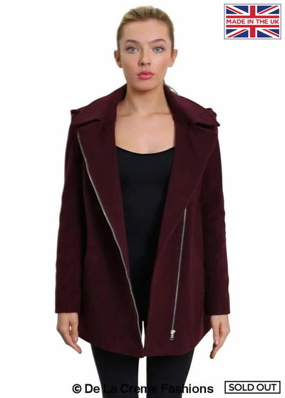 De La Creme Wool Blend Zip Up Hooded Coat