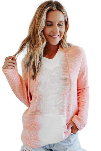 Women Cute Pink White Tie Dye Hoodie